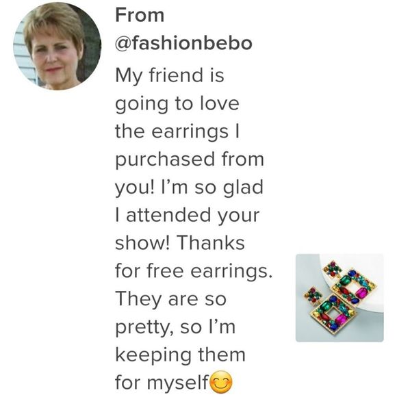 SEE OTHER LISTING Purple & Blue Rhinestone Geometric Statement Earrings - Picture 3 of 8